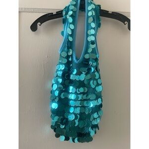 Vintage Teal Sequin Bag